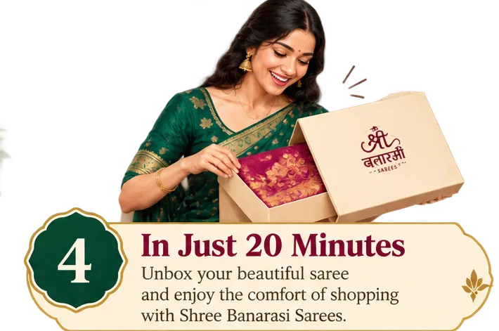Step 4: In Just 20 Minutes - Unbox your authentic Banarasi saree